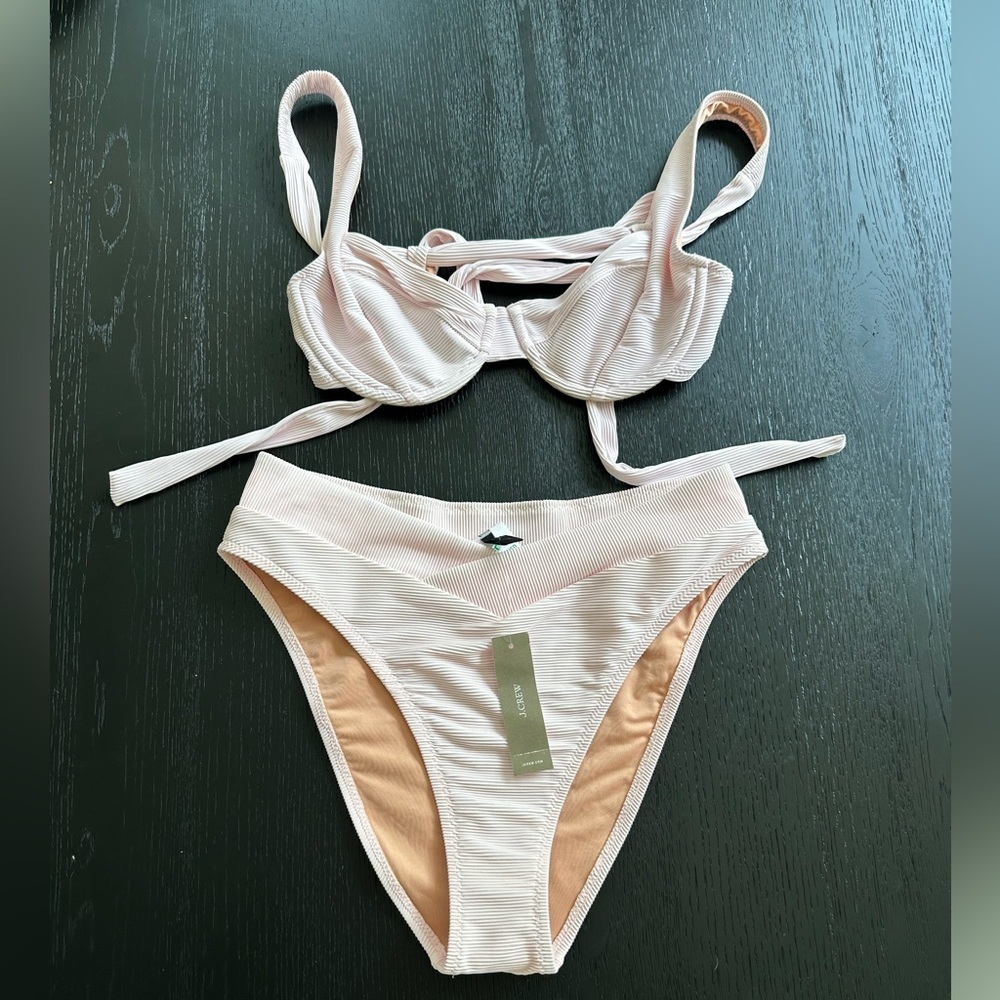 J. Crew Ribbed Crossed Bikini Set